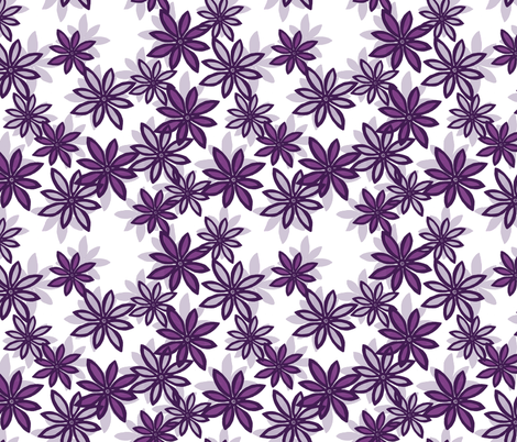 Random Flower Pattern in layers - purple shades fabric by martaharvey on Spoonflower - custom fabric