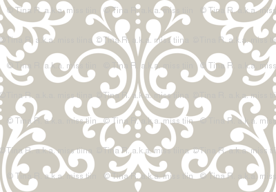 damask lg beige and white