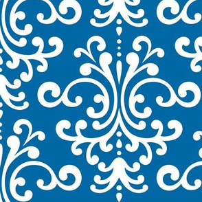 damask lg blue and white
