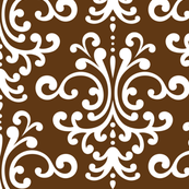 damask lg brown and white