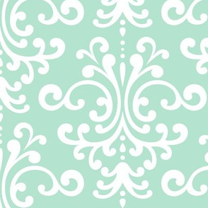 damask lg mint green and white