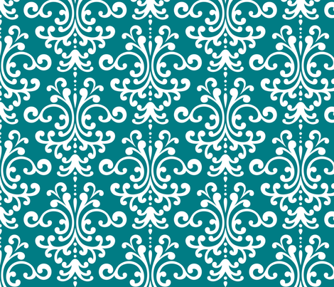 damask lg dark teal and white fabric by misstiina on Spoonflower - custom fabric