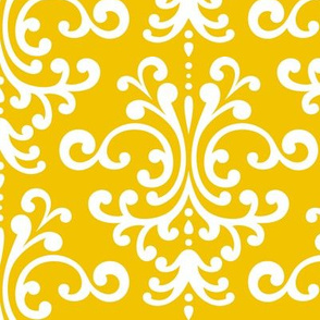 damask lg golden yellow and white