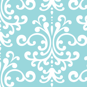 damask lg teal and white