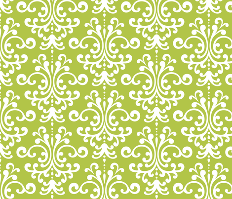 damask lg lime green and white fabric by misstiina on Spoonflower - custom fabric
