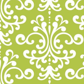 damask lg lime green and white