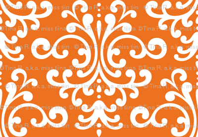 damask lg orange and white