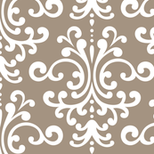 damask lg tan and white