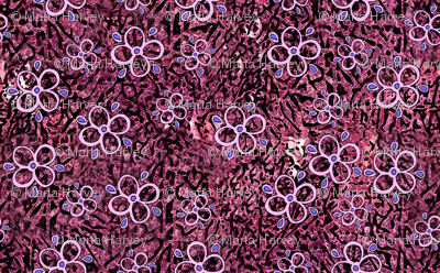Pink Flowers on Burgundy