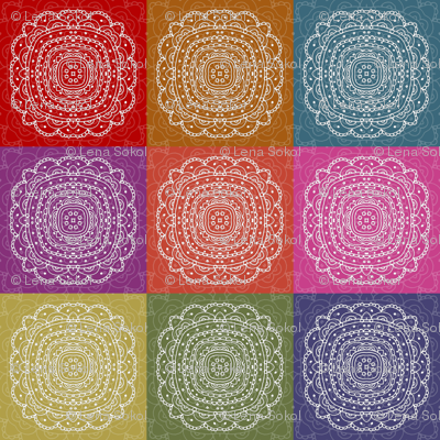 set of colorful hand drawn napkins
