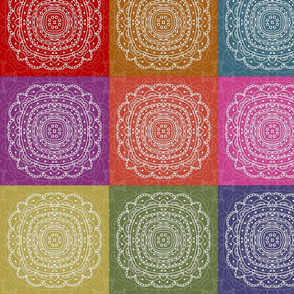 set of colorful hand drawn napkins