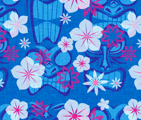 Vintage Tiki - lagoon fabric by jwitting on Spoonflower - custom fabric