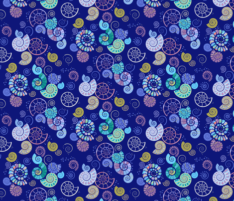 ammonites blue fabric by coggon_(roz_robinson) on Spoonflower - custom fabric