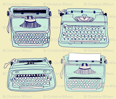 Typewriters Blue Yellow