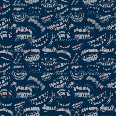 Monster Mouths! With Blood! - Navy / Grey