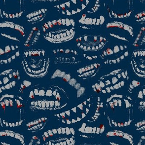 Monster Mouths! With Blood! - Navy / Grey