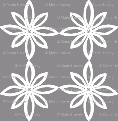 Simple Flower Pattern in Grey and White