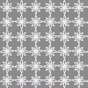 Simple Flower Pattern in Grey and White