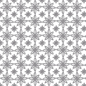 Pattern With 2 Flowers in White and Grey