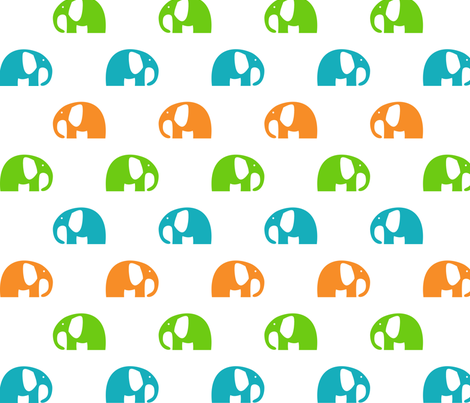 elephants_6cm_blue-green-orange fabric by two_little_flowers on Spoonflower - custom fabric