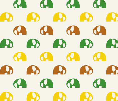 elephants_6cm_3row_yellow-green-brown fabric by two_little_flowers on Spoonflower - custom fabric
