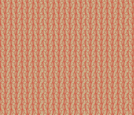 lily_leaf_stripe_flame_on_beige fabric by glimmericks on Spoonflower - custom fabric
