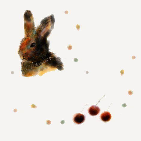 Bunny and Cherries fabric by mayuko on Spoonflower - custom fabric