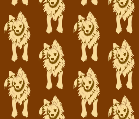 Frank Sinatra PapiPom dog design - brown fabric by waiomaotiki on Spoonflower - custom fabric