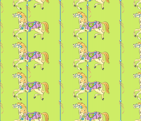 Carousel Ponies - Green Background 