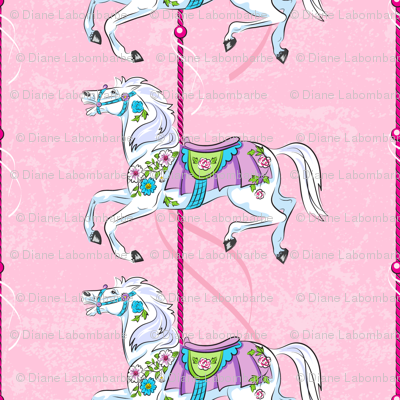 Carousel Ponies - Pink Background 