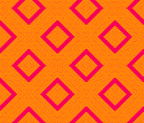 WOVEN HERRINGBONE DIAMOND - fiery pink and mandarin