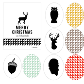 christmas fabric art print and ornaments