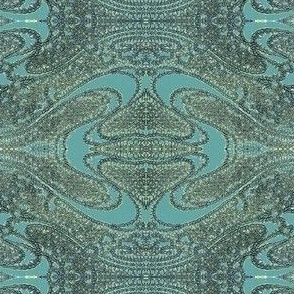 Boteh, silver, gray and light teal