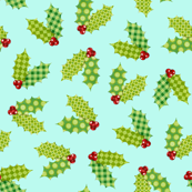Shabby Chic Holiday Holly on Aqua