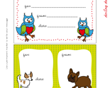 Quilt label owls and dogs