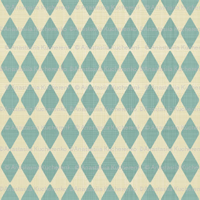 harlequin retro pattern in blue and dirty beige