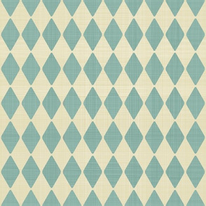 harlequin retro pattern in blue and dirty beige