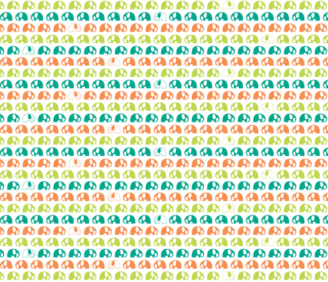 elephants_2cm_orange green blue fabric by two_little_flowers on Spoonflower - custom fabric