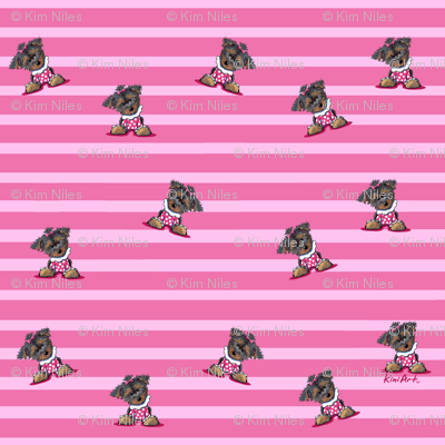 Yorkie Girl On Stripes