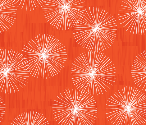 Dandelions - in Watermelon Red fabric by friztin on Spoonflower - custom fabric