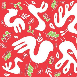 A Fancy Feathery Flock 2!...Holiday edition!! (christmas candy apple, holly and white)