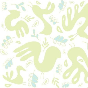 A Fancy Feathery Flock! ll (lt. lime, lt. aqua and white)