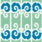 Ikat Wrought Iron Swirls in Sea Green and Blue