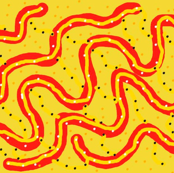 Orange Snakes Slithering on Peppered Yellow