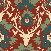 Stag head damask