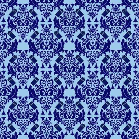 TARDIS Damask  fabric by mayabella on Spoonflower - custom fabric