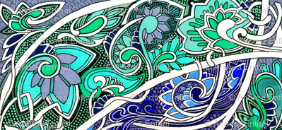 Swirly Curly Blue Green Garden