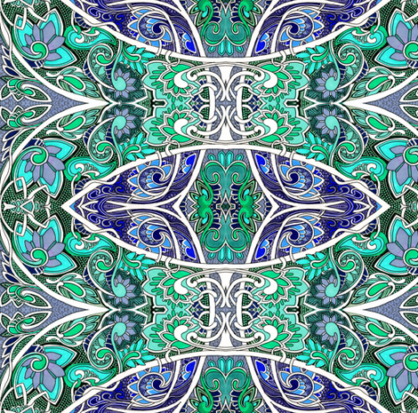 Swirly Curly Blue Green Garden fabric by edsel2084 on Spoonflower - custom fabric