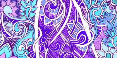 Ye Olde Blue and Lavender Feminine Victorian Vertical Stripe