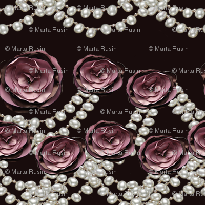 roses and pearls lined on black